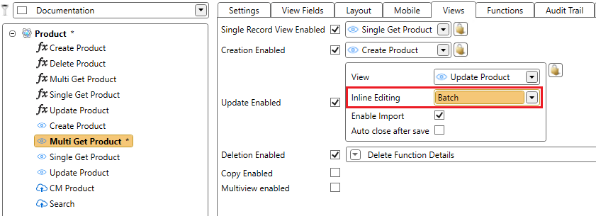 Configure batch inline editing