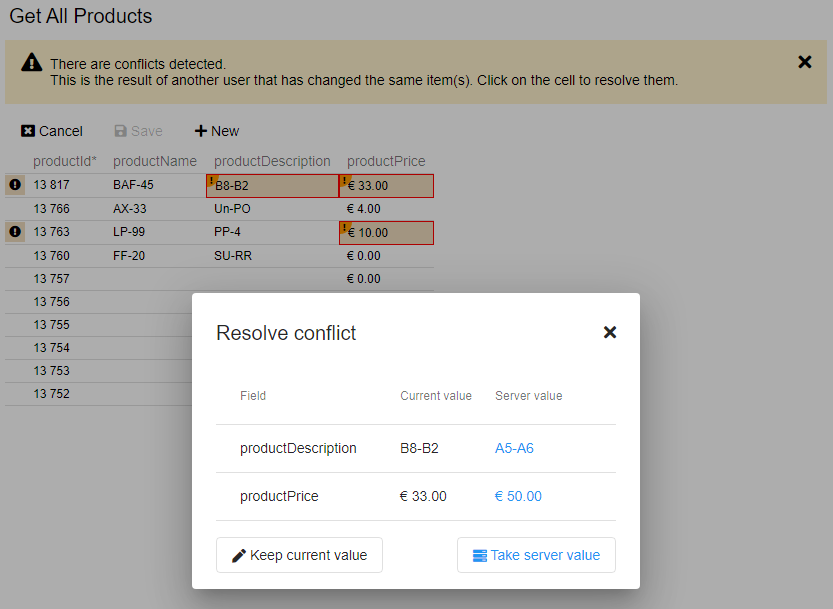 handle row conflict