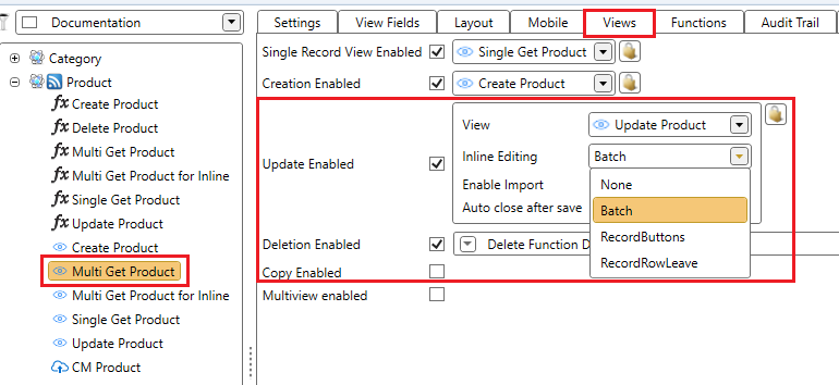 Configure batch inline editing