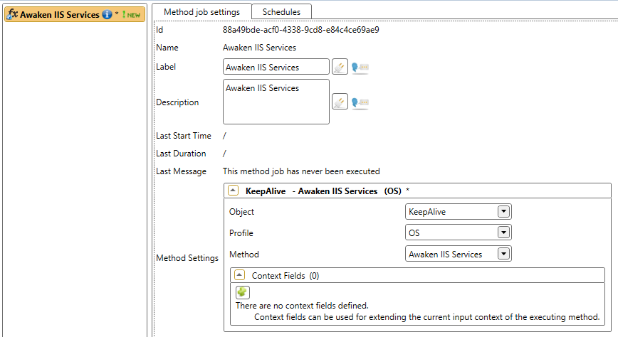 IIS method job settings