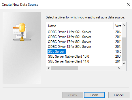 Driver Selection - SQL Server ODBC