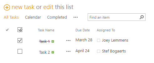 SharePoint Tasks List