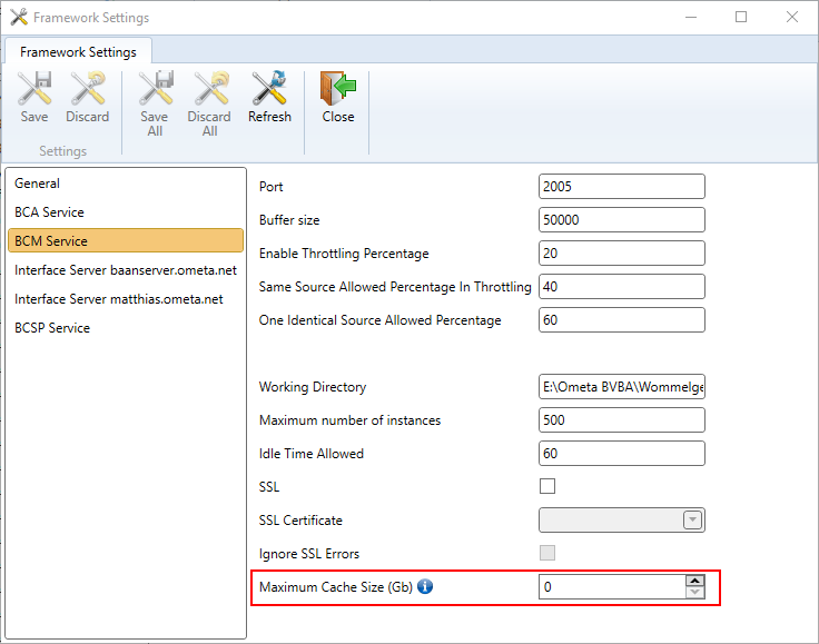 Cache Size Setting