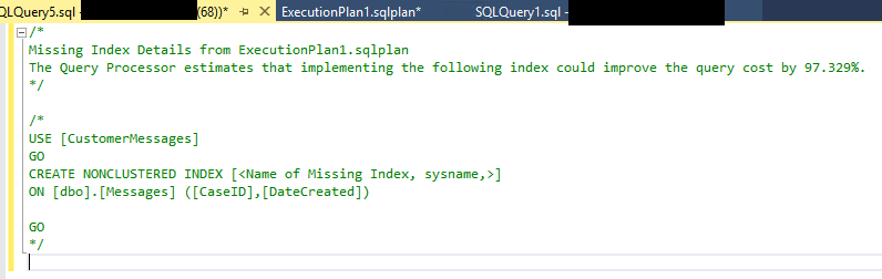 Statement Missing Index
