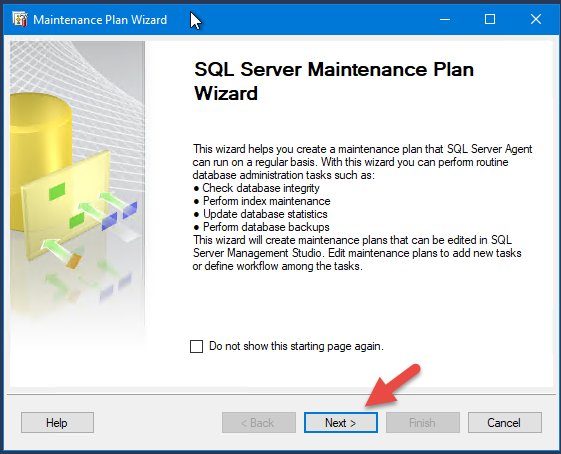 Open Maintenance Plan Wizard