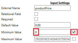 Currency Field Minimum Value