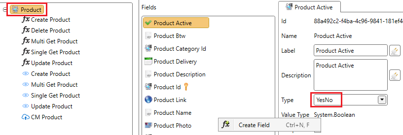 YesNo Field Configuration