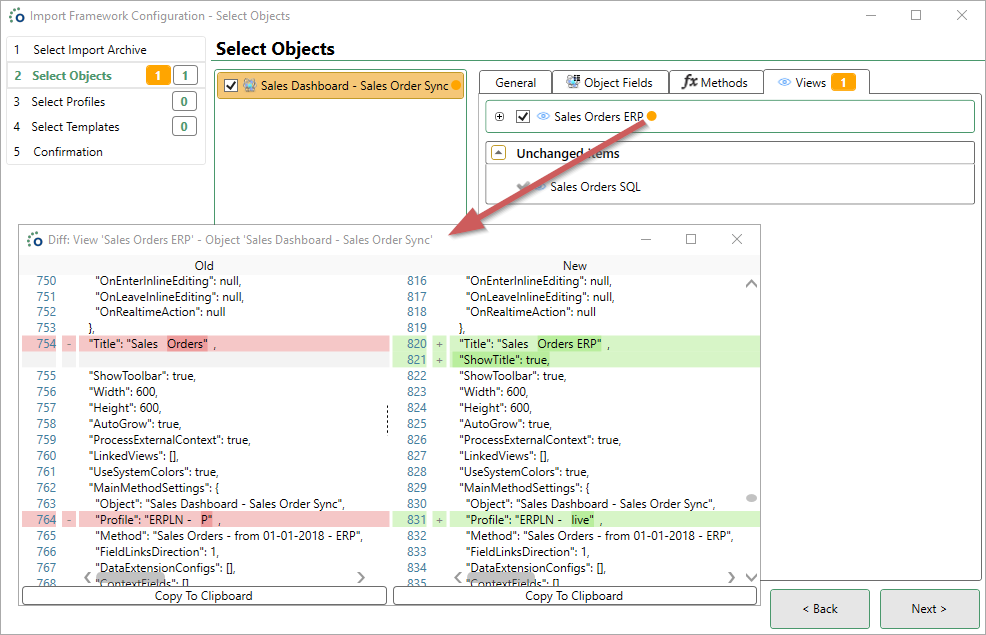 Show Diff Import