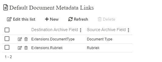 Document Metadata Links Config