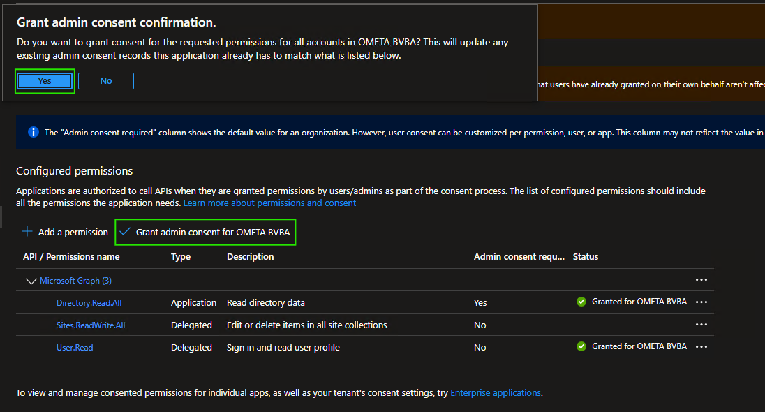App Registration Admin Consent