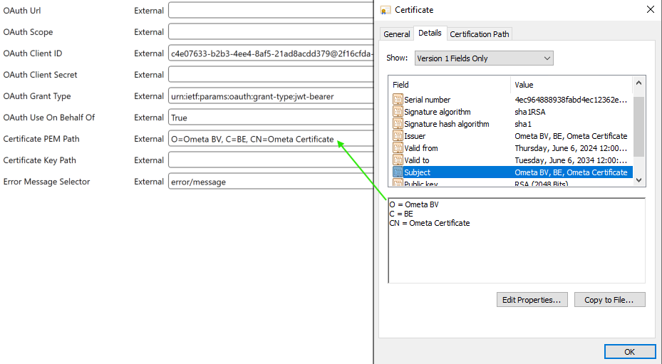 Certificate Subject in Profile