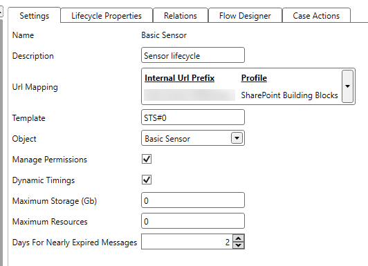 Lifecycle settings