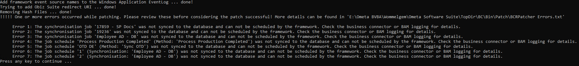 Errors in Patcher