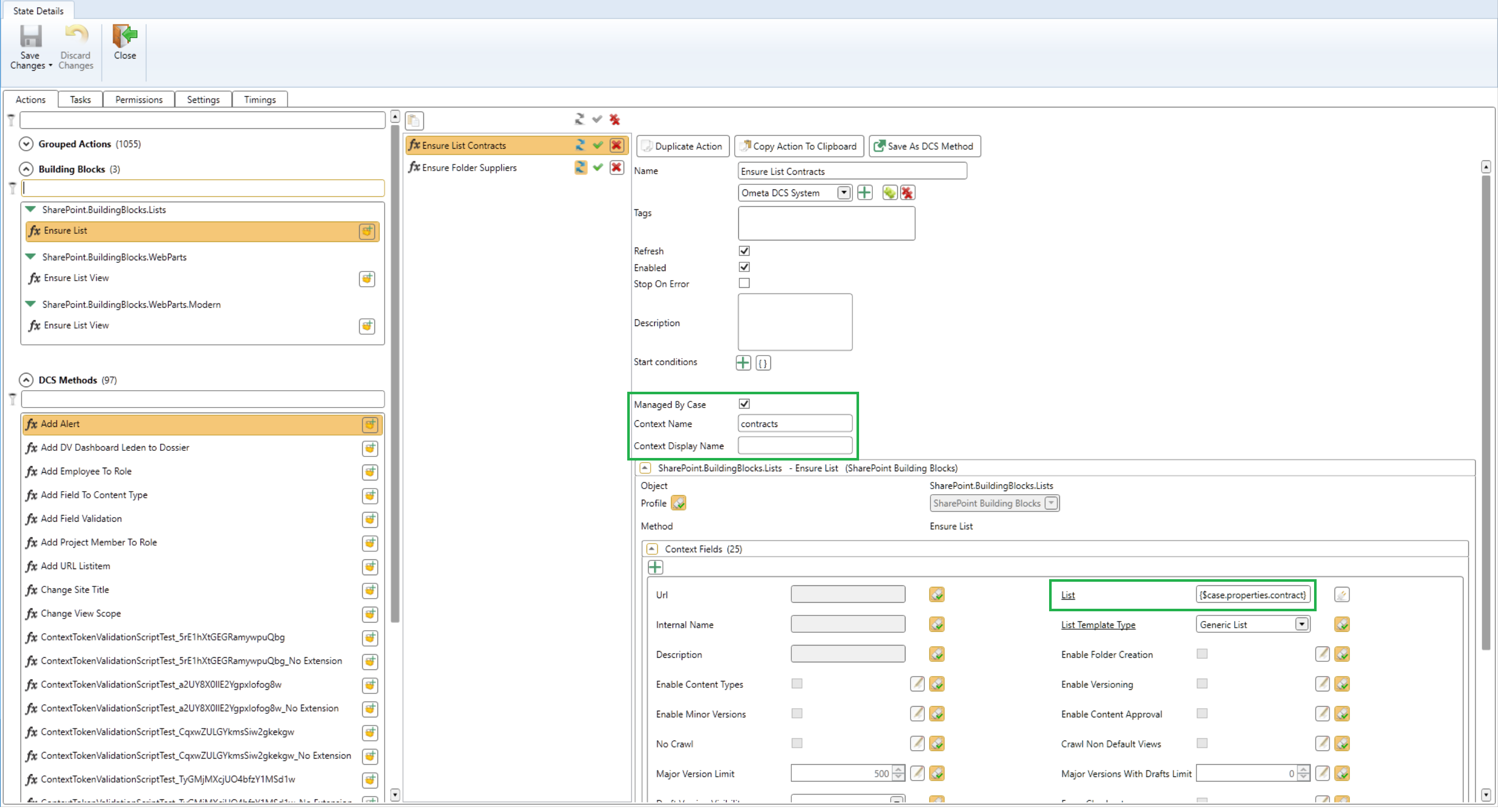 State Actions Managed by Case