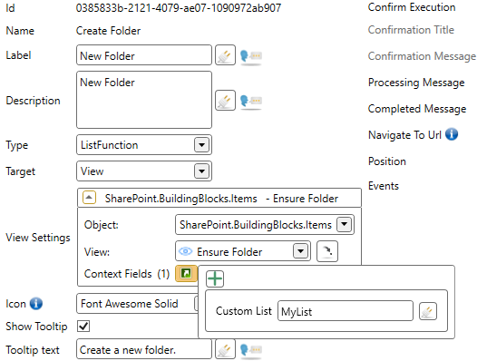 New folder context field