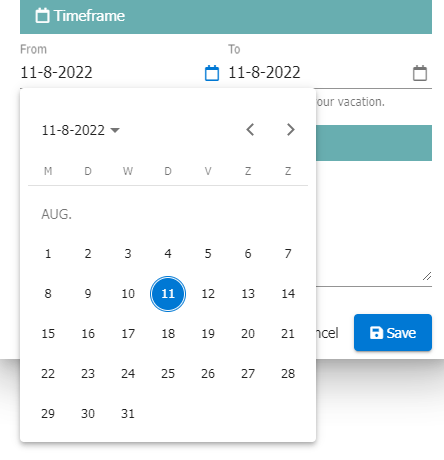 Date picker focus