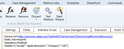 Interface script for a multiget method