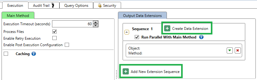 Output Data Extensions Tab