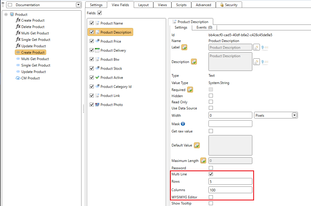 Text Area Configuration