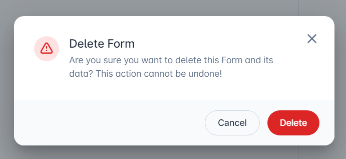 Responsive Forms - Delete Form Popup