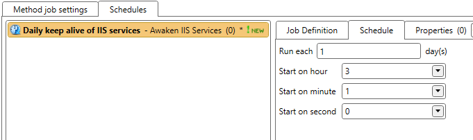 IIS method job schedule time