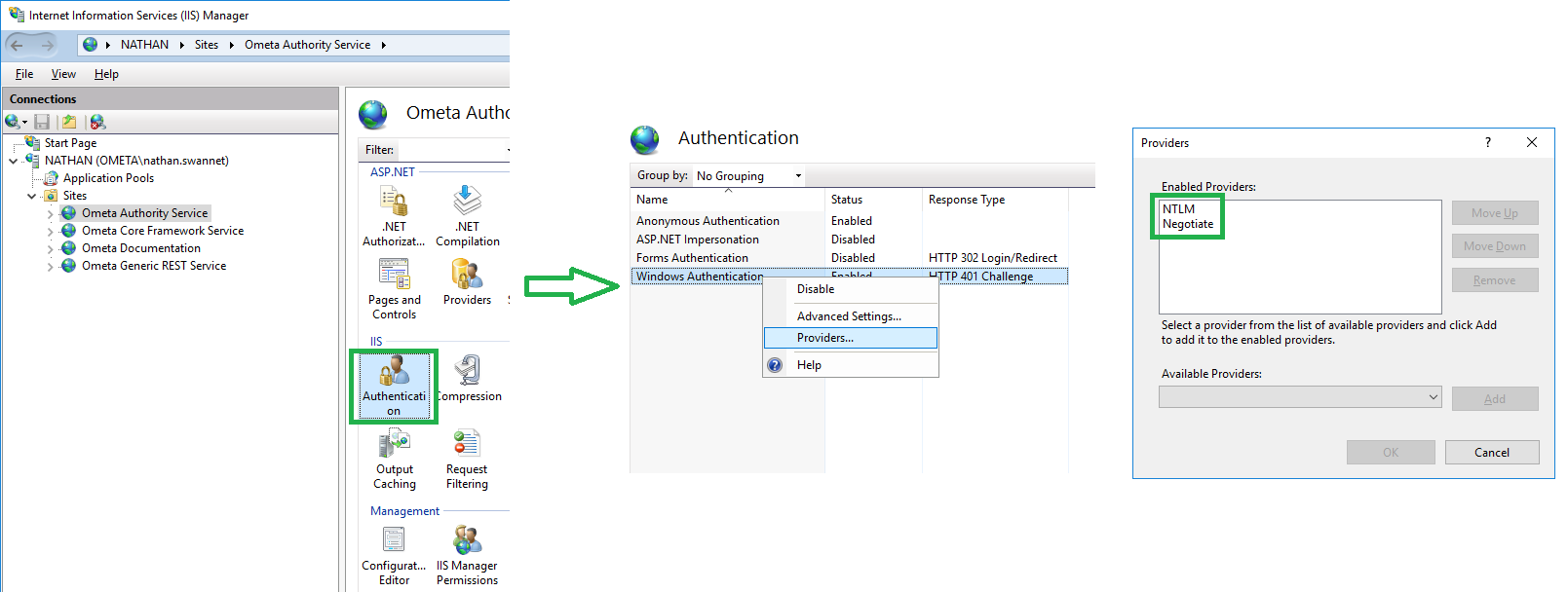 Windows auth providers