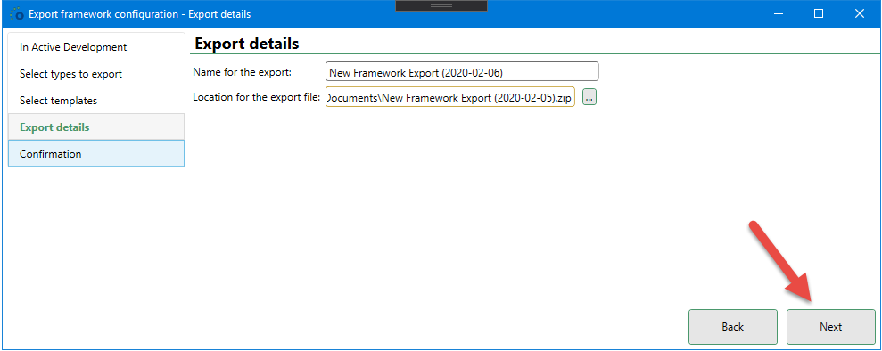 Export Details Confirmation