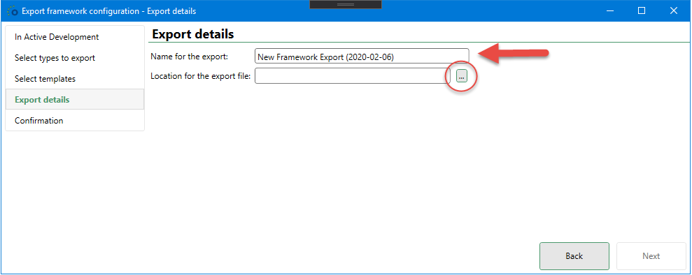 Export Details Initial Page