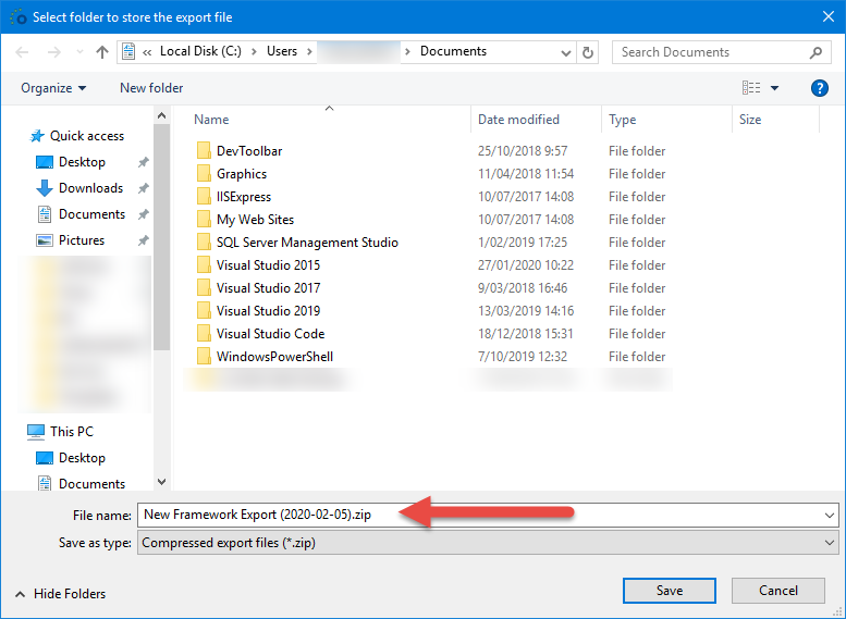 Export Details Save File Dialog