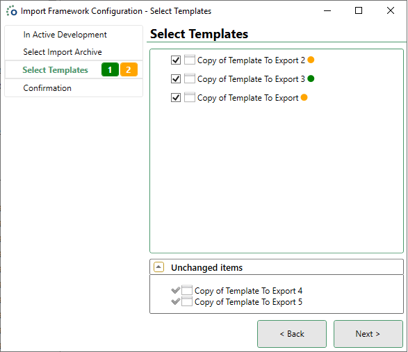 Select Export Items