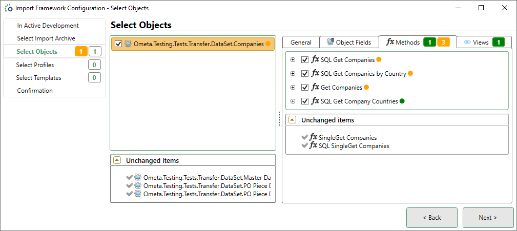 Import Object Selection